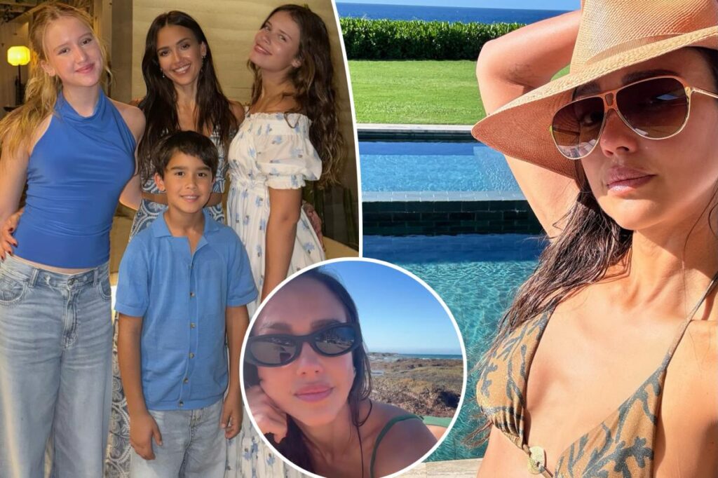 Jessica Alba models bikinis on vacation with her kids Jessica Alba models bikinis on vacation with her kids