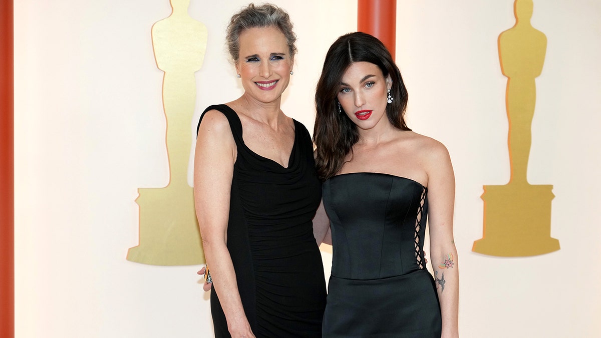 Andie MacDowell pictured with daughter Rainey Qualley in 2023