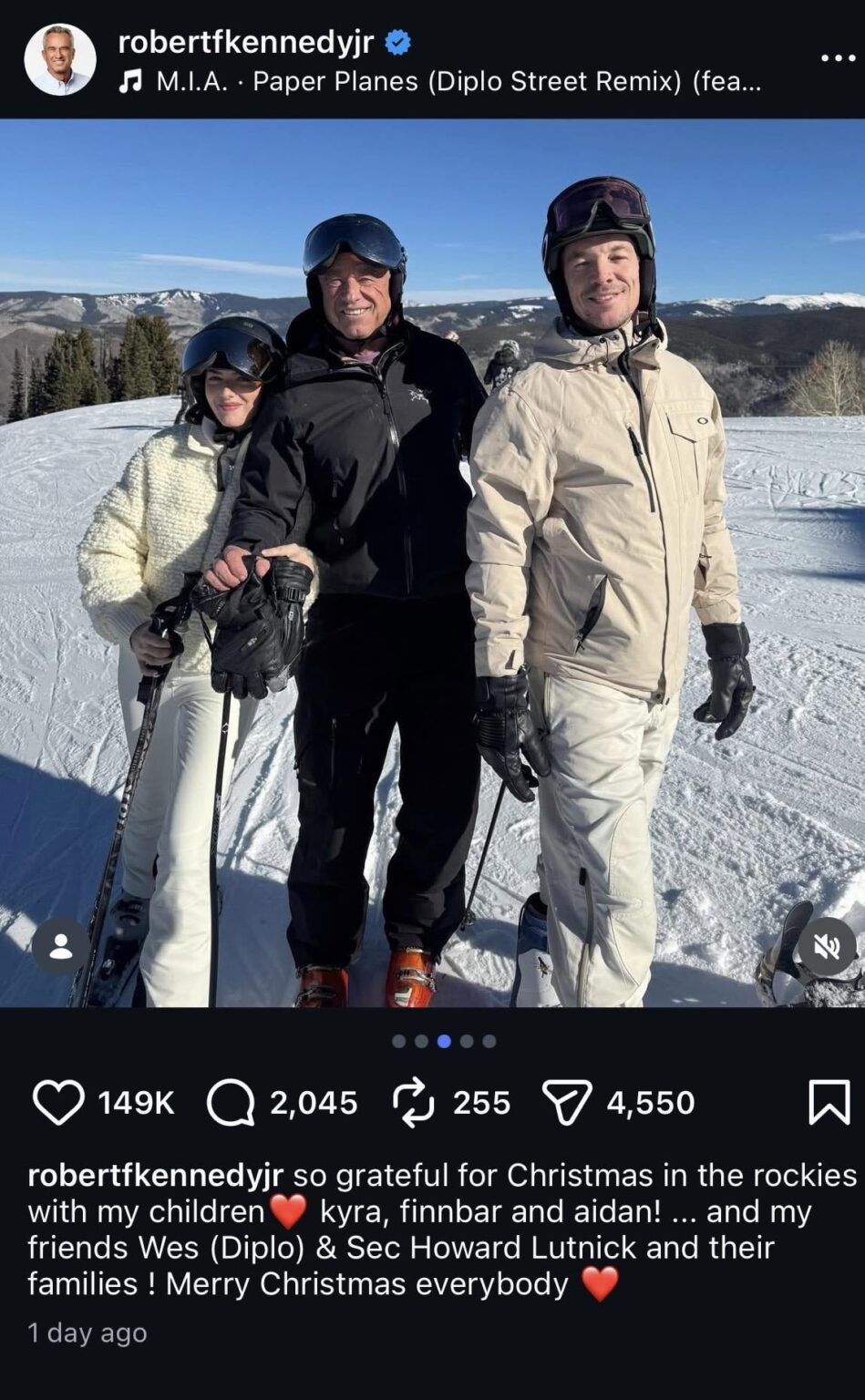 Diplo spends Christmas with Robert F. Kennedy Jr.
