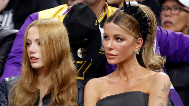 Kate Beckinsale Turns Heads in Strapless Dress & Boots at Clippers Game Yahoo entertainment home