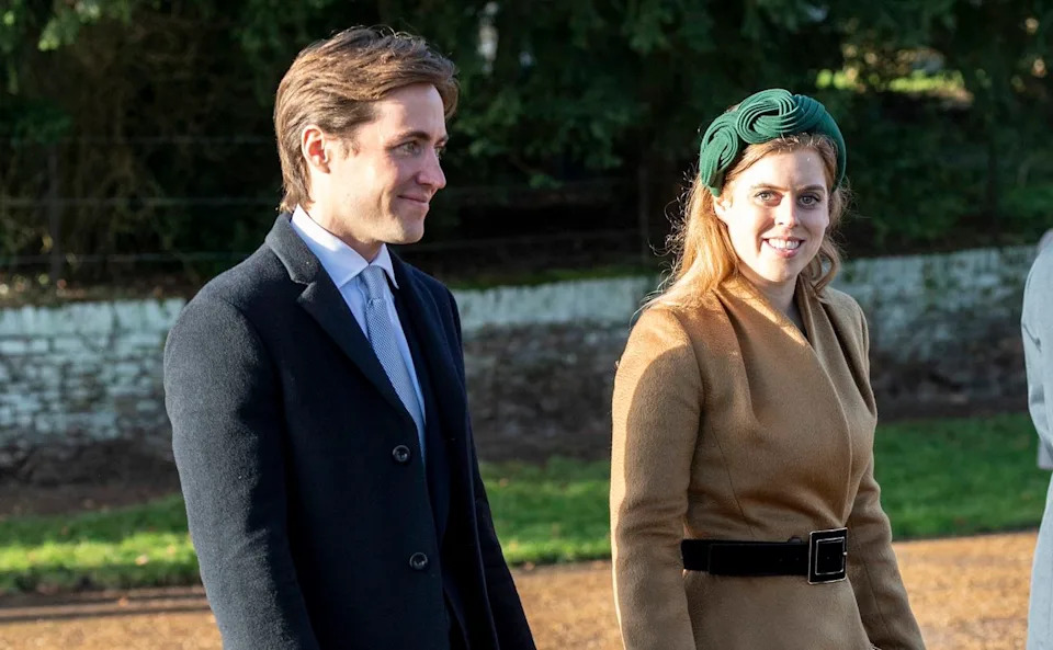 UK Press Pool/UK Press via Getty Images Edoardo Mapelli Mozzi and Princess Beatrice celebrating Christmas at Sandringham in 2019