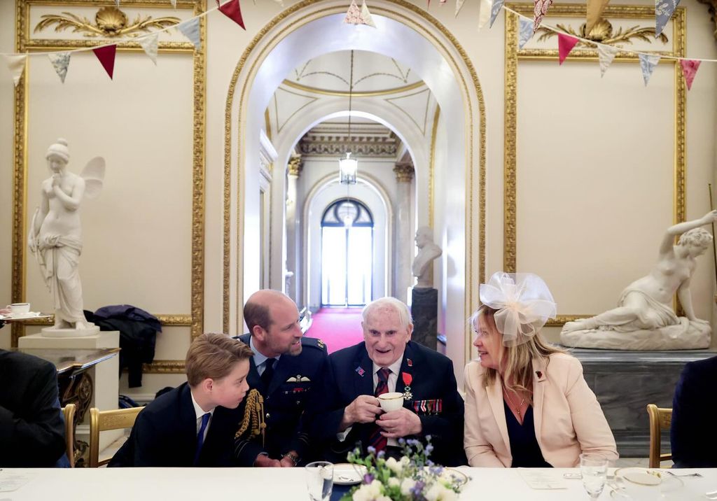  Prince William and Prince George speak with veterans at the 80th anniversary of VE Day