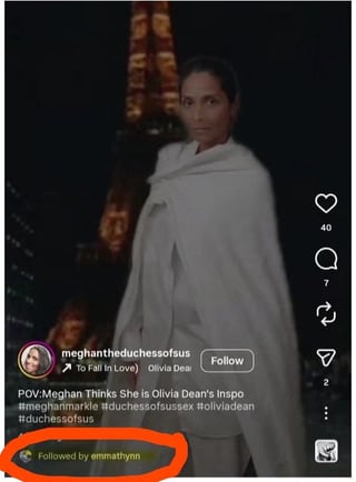 Britain’s first Black marchioness, Emma Thynn, follows a Meghan parody account on Instagram