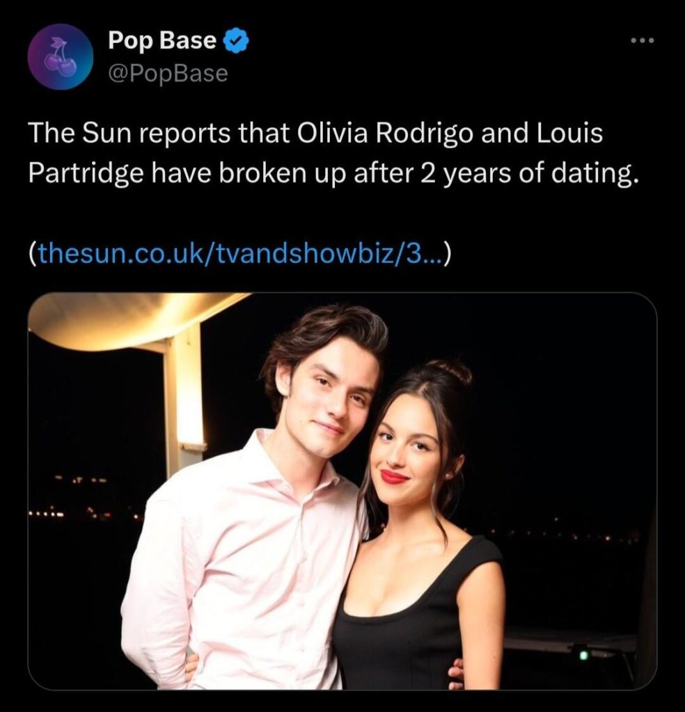 Olivia Rodrigo and Louis Partridge have broken up 💔