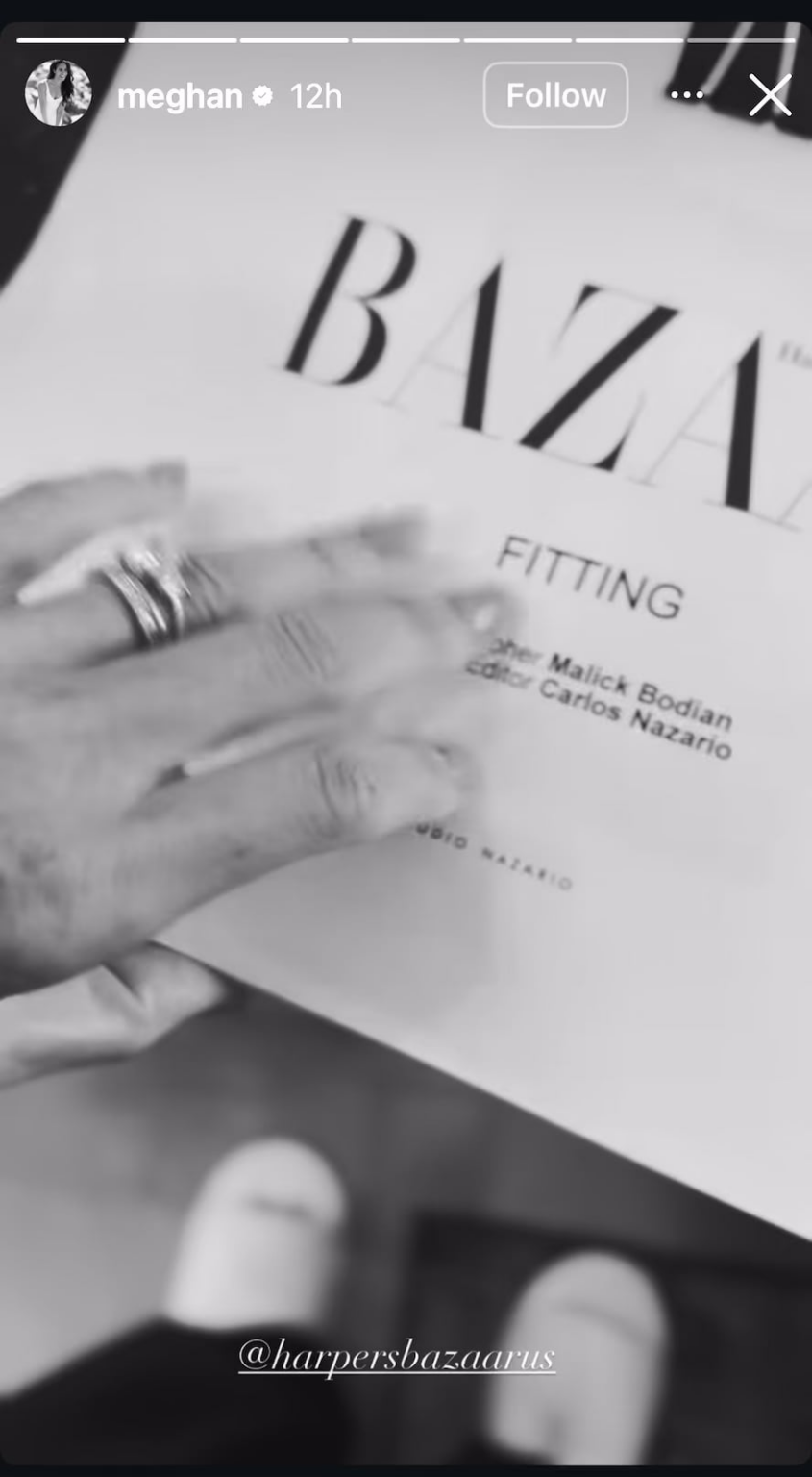 Meghan posts new behind the scenes footage from Harper’s Bazaar photoshoot