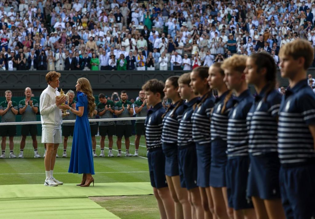 The Princess of Wales presents Jannik Sinner with the men’s singles Wimbledon Championship