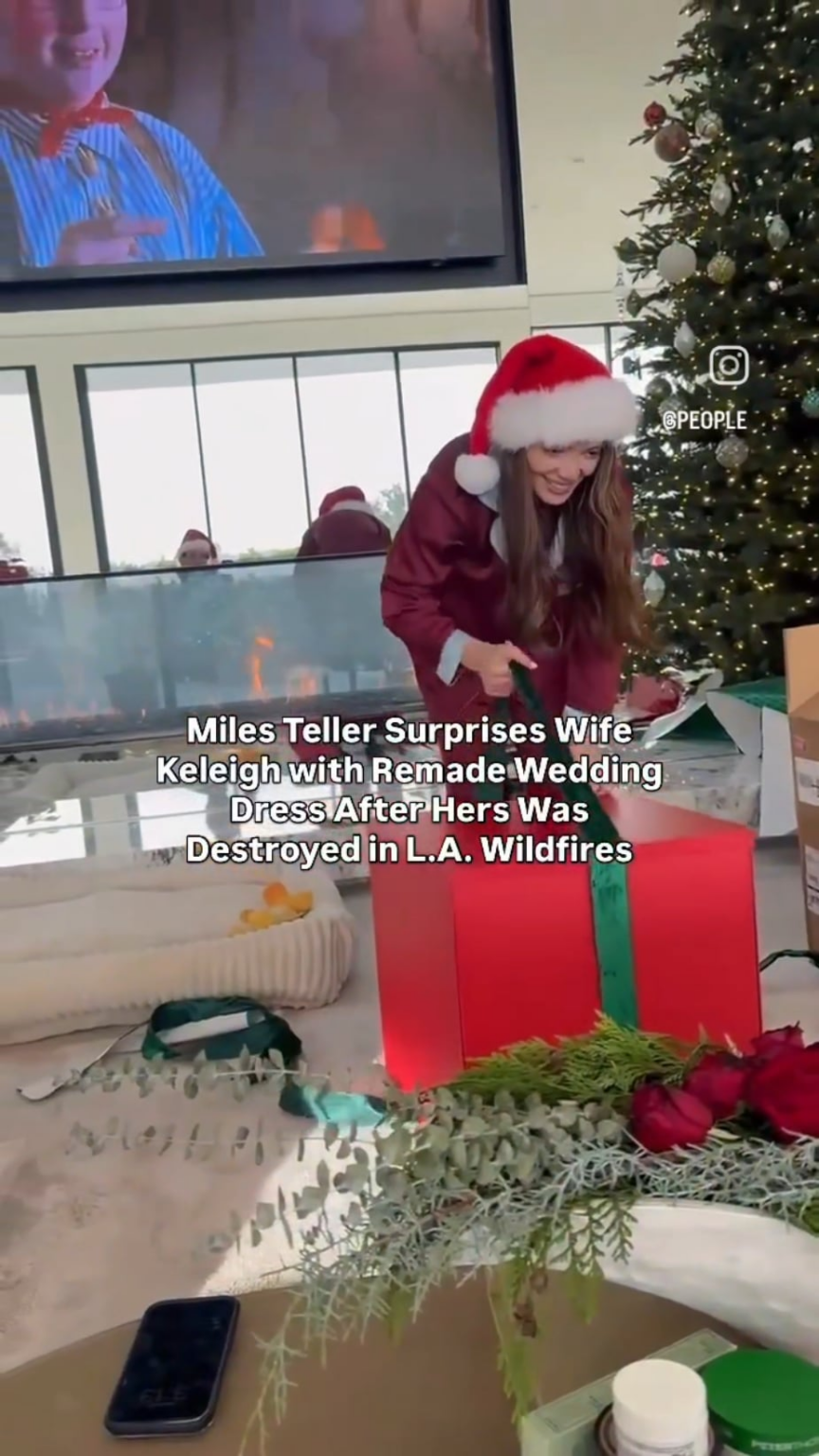 Miles Teller surprises wife with recreated wedding dress that was destroyed by the LA wildfires