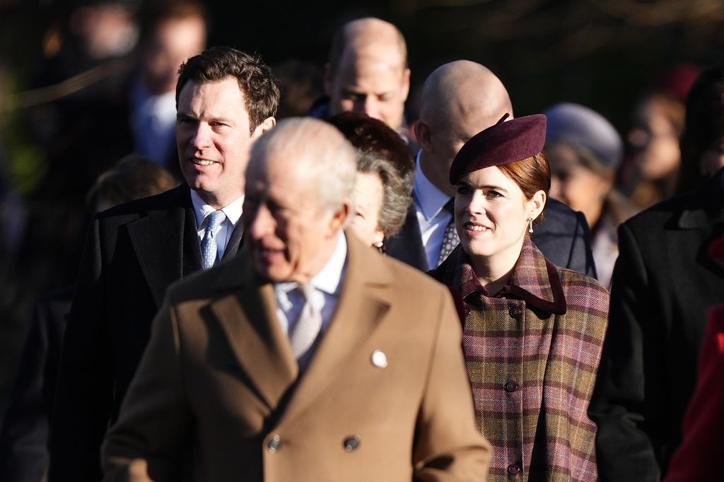 Jack Brooksbank and Princess Eugenie attending the Christmas Day morning church service at St Mary Magdalene Church