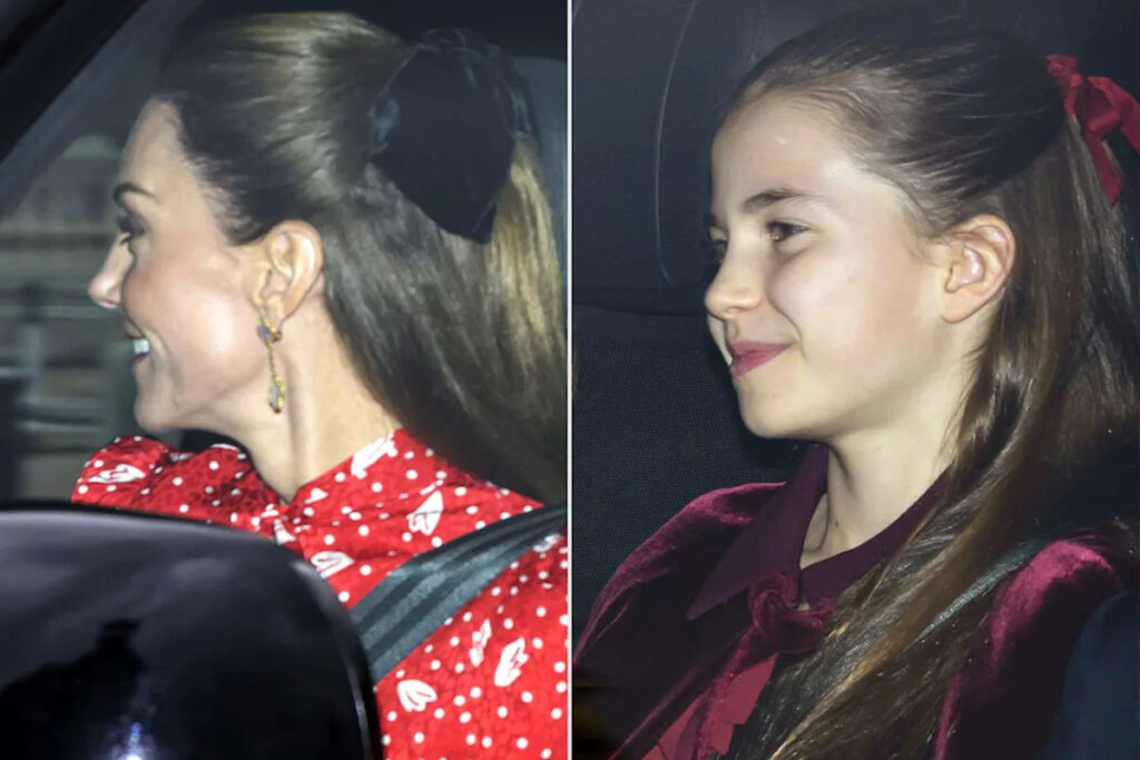 Kate Middleton and Princess Charlotte, 10, Twin in Red and Festive Hair Bows at Pre-Christmas Event