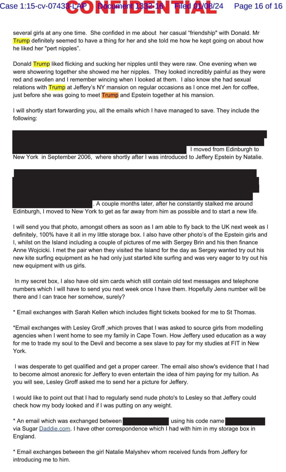 Looks like they missed redacting Trump from all of the Epstein files