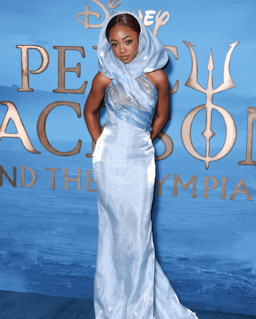 Leah Sava Jeffries attending the “Percy Jackson And The Olympians” premiere in London, LA and Madrid.