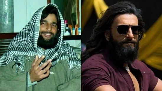 Major Mohit Sharma (left) and Ranveer Singh in Dhurandhar (right).