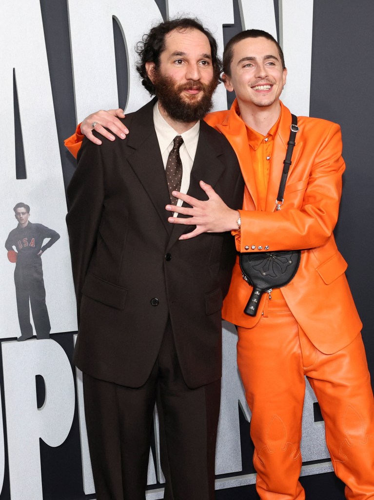 Josh Safdie and Timothée Chalamet attend the "Marty Supreme" premiere