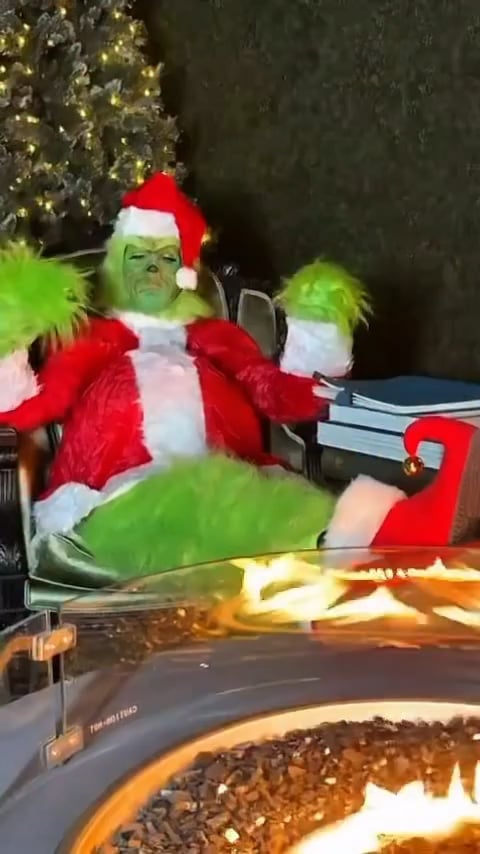 Celine Dion dressed up as ‘The Grinch’ singing ‘All By Myself’ and reciting some of the movie’s most famous quotes: ‘Dinner with me, can’t cancel that again!’