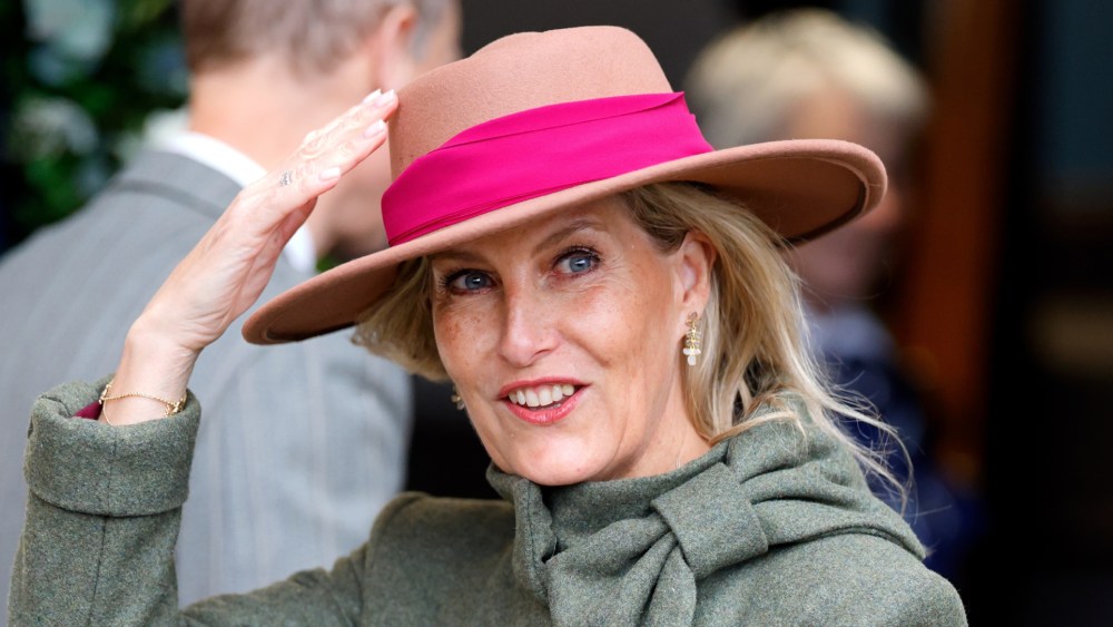 Sophie, Duchess of Edinburgh wears a bespoke Claire Mischevani wool coat and more at The Coral Gold Cup at Newbury Racecourse on Nov. 29, 2025 in Newbury, England.