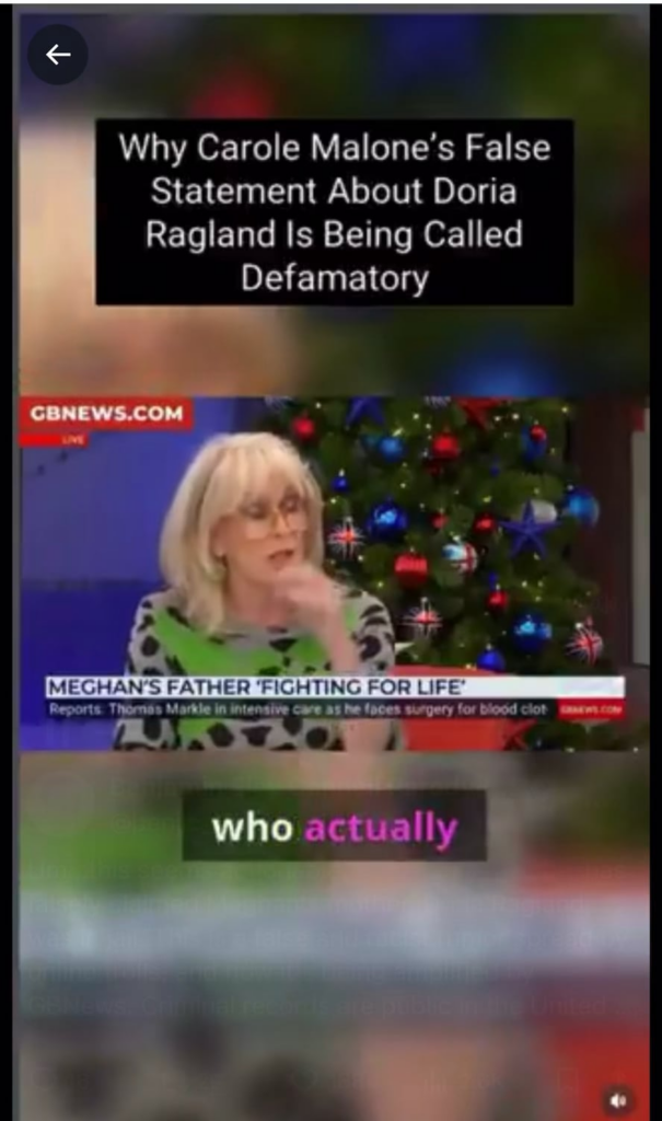 GB News presenter repeats false and nasty rumor on air that Meghan’s mom was in jail during her childhood