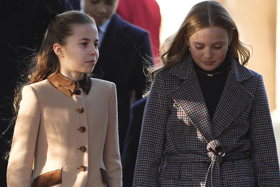 Aaron Chown/PA Images via Getty Princess Charlotte and Mia Tindall on Christmas 2025