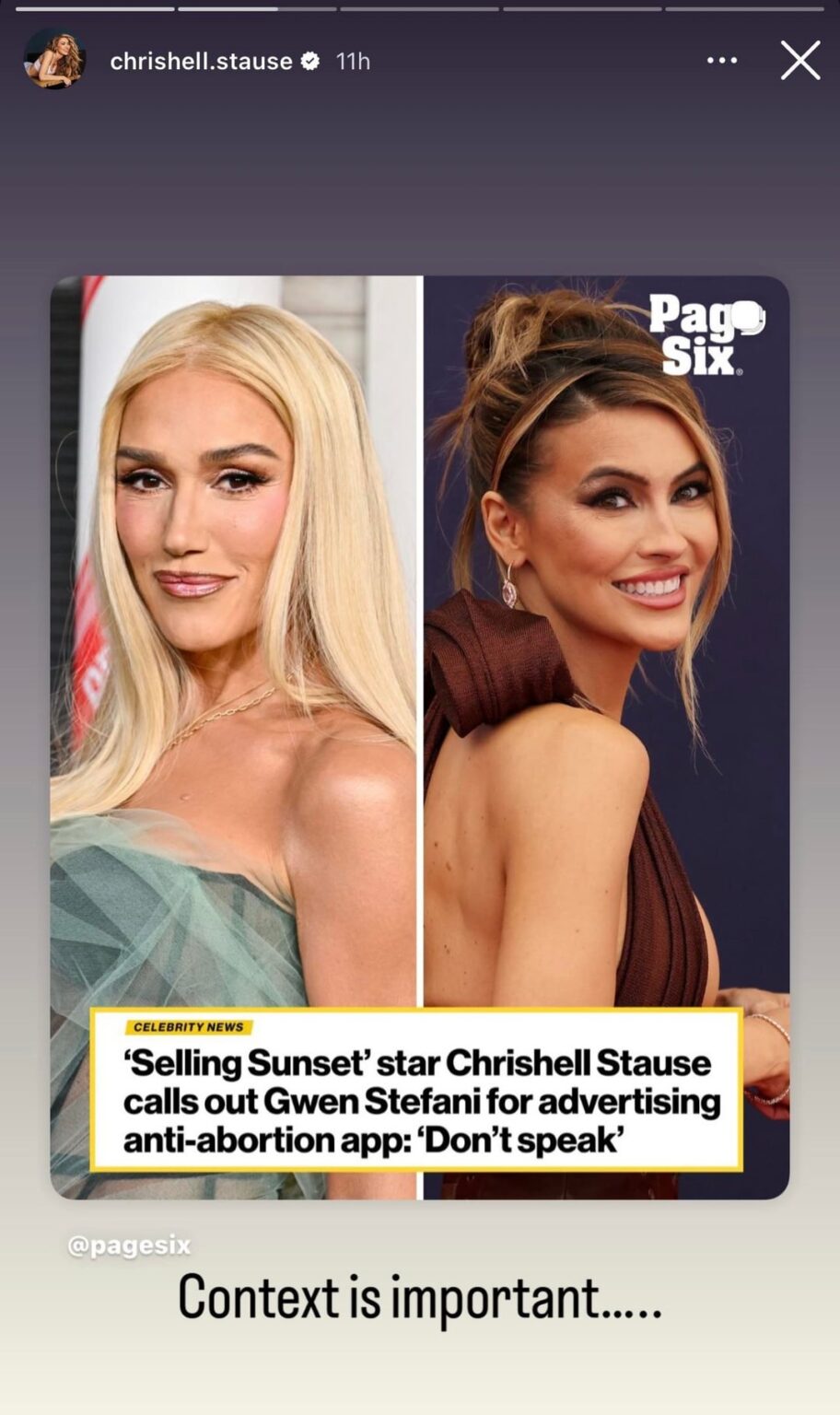 Chrishell Stause continues to call out Gwen Stefani over anti-abortion prayer app partnership: “Please stop making young girls guilty to not have a choice”
