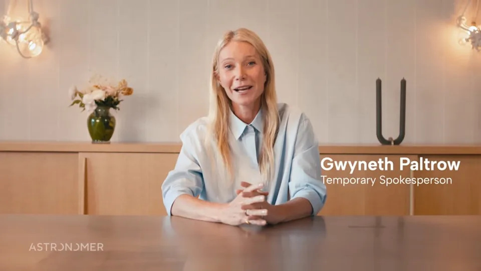 Paltrow mocked Cabot by starring in an Astronomer ad where she posed as the company’s “temporary spokesperson.” Astronomer/YouTube
