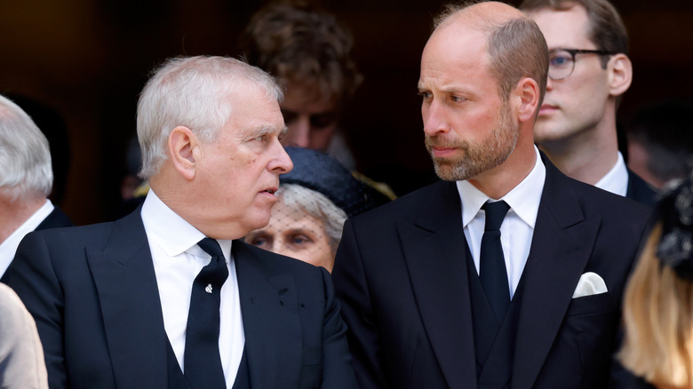 Andrew Mountbatten-Windsor speaks to Prince William