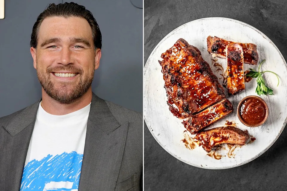 Dia Dipasupil/Getty; Claudia Totir/Getty Travis Kelce; barbecue ribs
