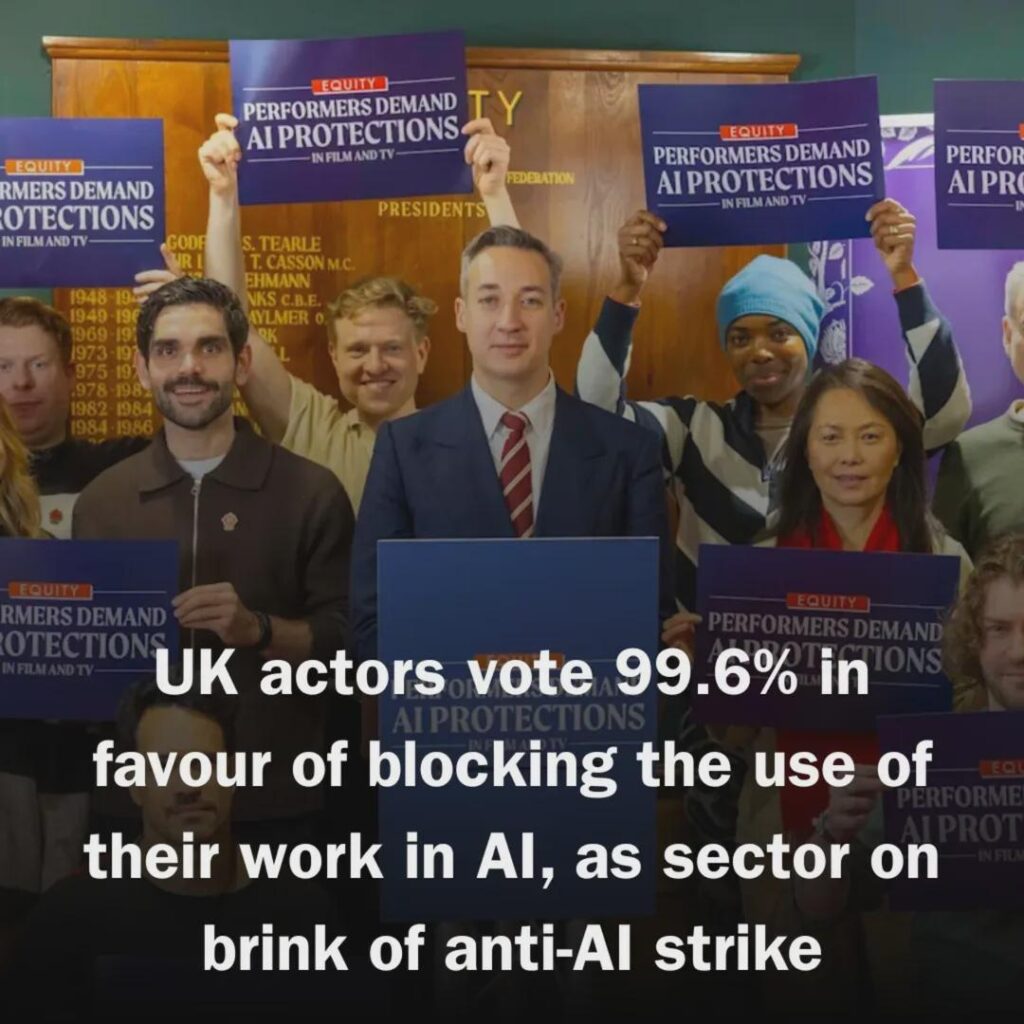 UK Actors' Union voted against AI usage of their work