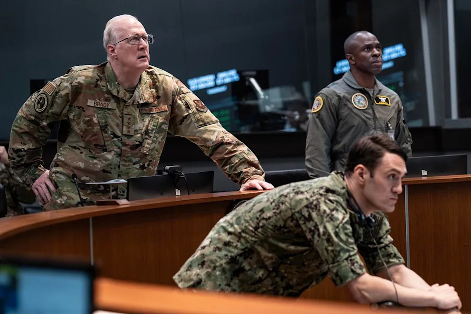 Eros Hoagland/Netflix Tracy Letts having a really tough day at the office in 'A House of Dynamite'