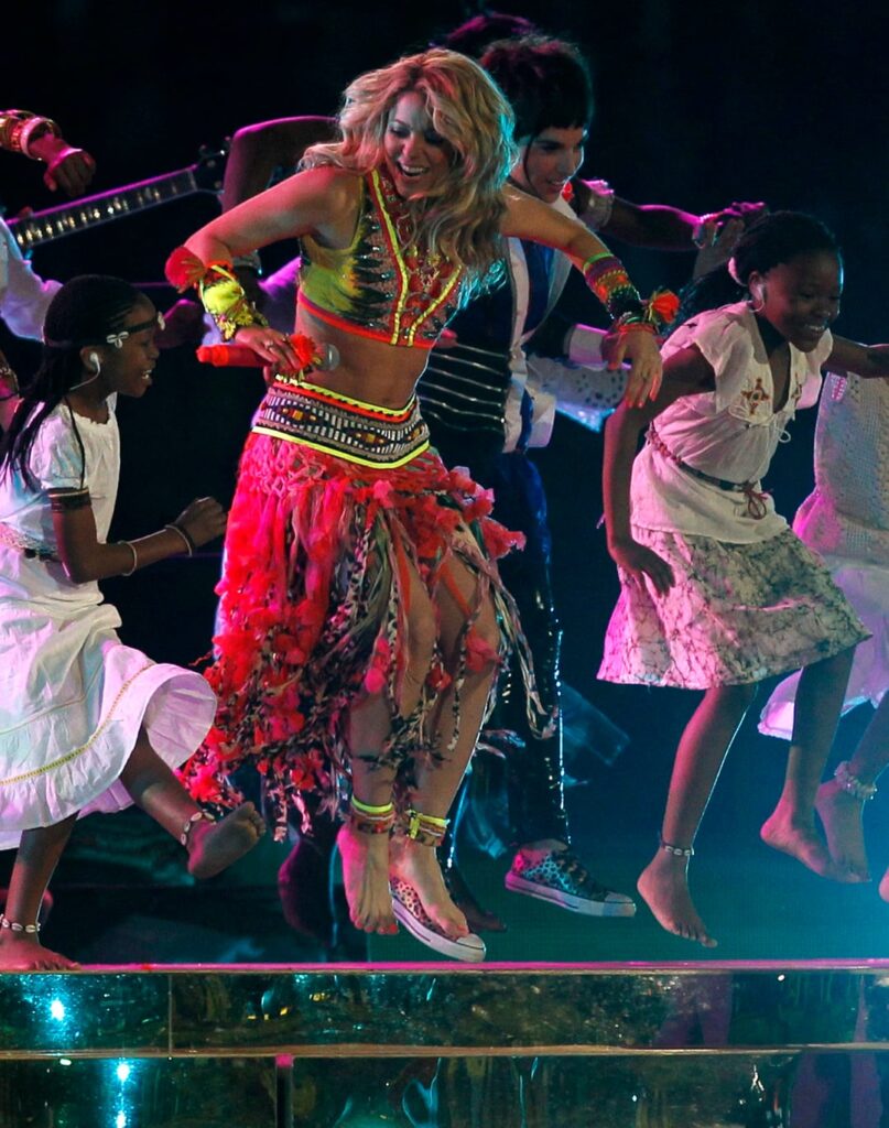 Shakira in Custom Roberto Cavalli performs at the FIFA World Cup Final in Johannesburg, South Africa - July 11, 2010