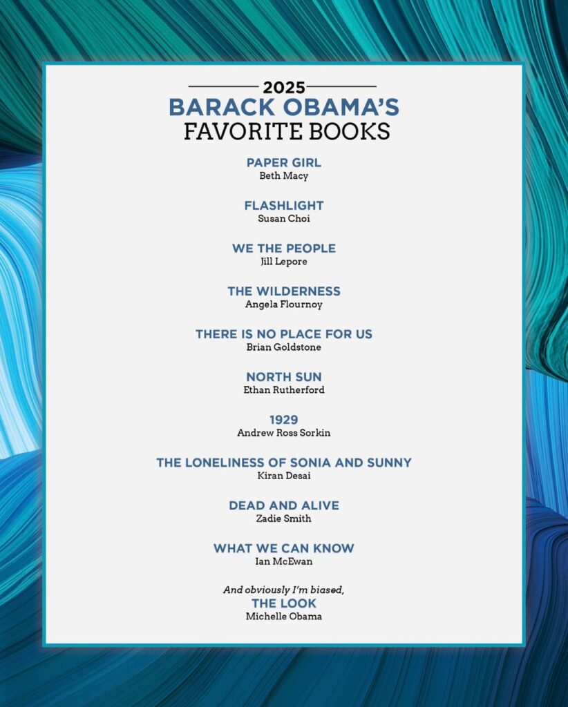 Obama posts his 2025 favorite books, movies, and songs