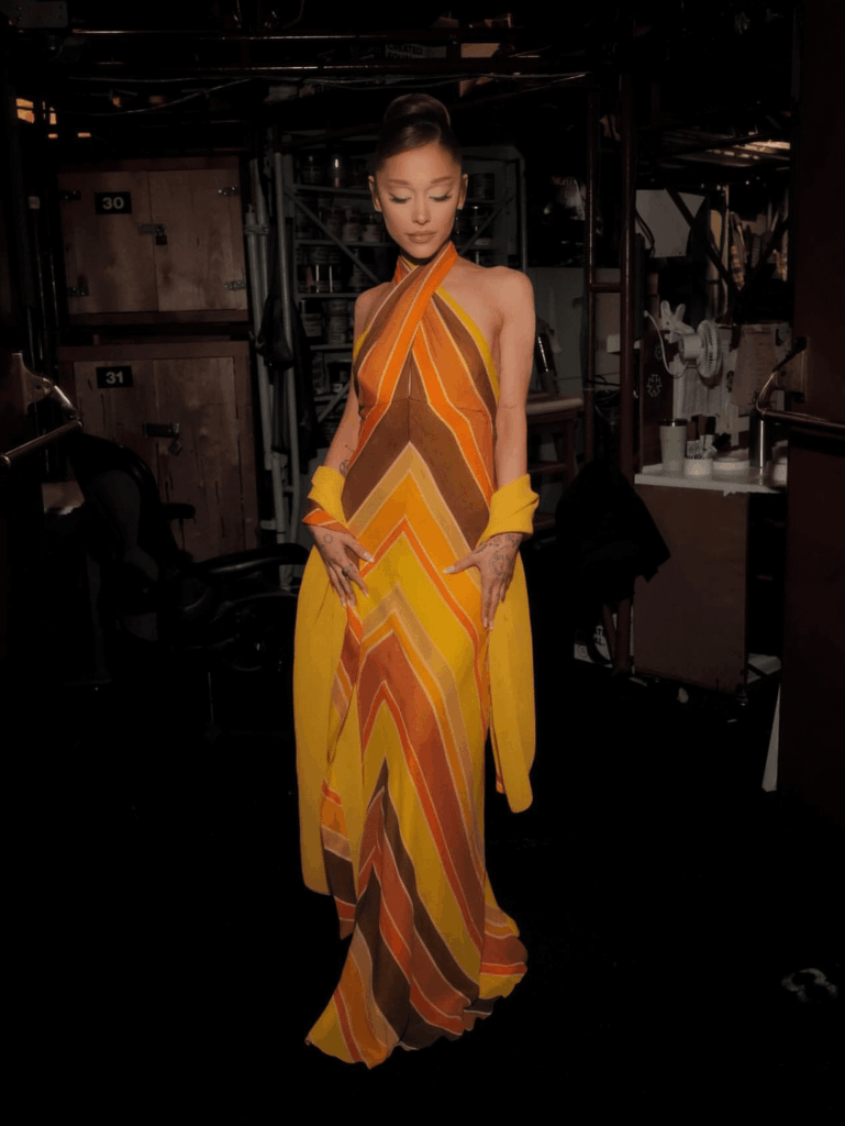 Ariana Grande for SNL in vintage Bob Mackie previously worn by Carol Burnett