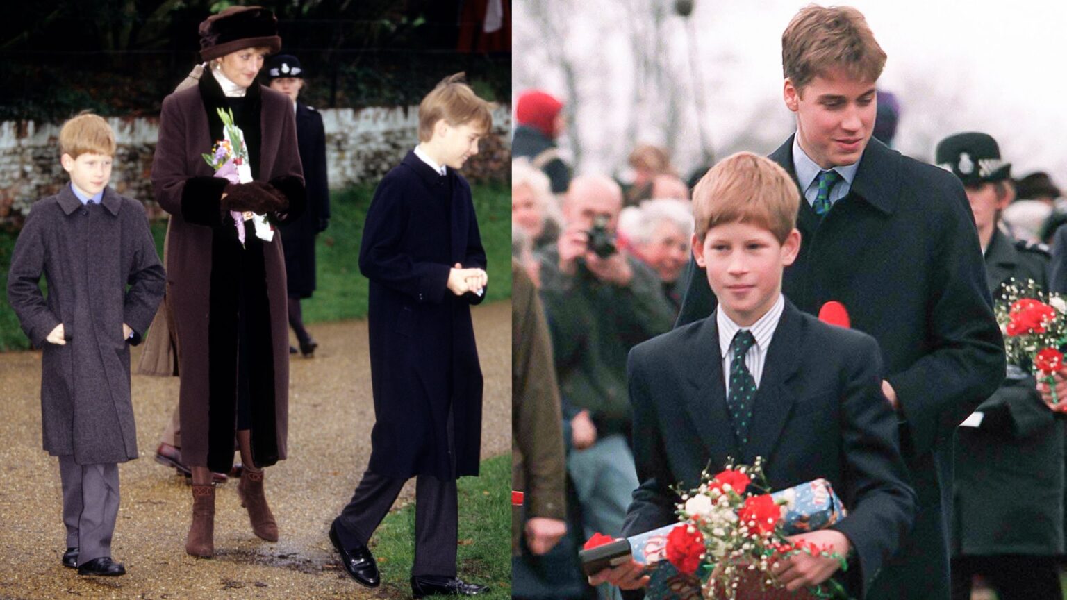 Princess Diana, Prince William and Prince Harry on Christmas Day in the 90s