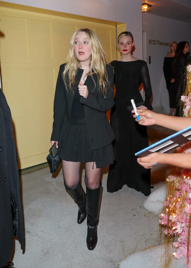 Dakota Fanning and Elle Fanning at Vas J Morgan's holiday party in Los Angeles - December 2025