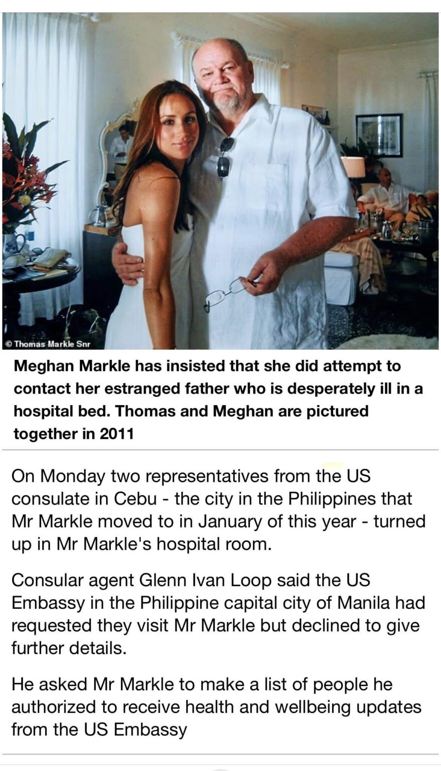 US Embassy sends consular officers to Thomas Markle’s hospital room