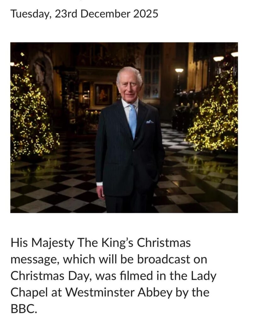 King Charles’ Christmas Day message was filmed in Westminster Abbey and will be broadcast in 3D for the first time