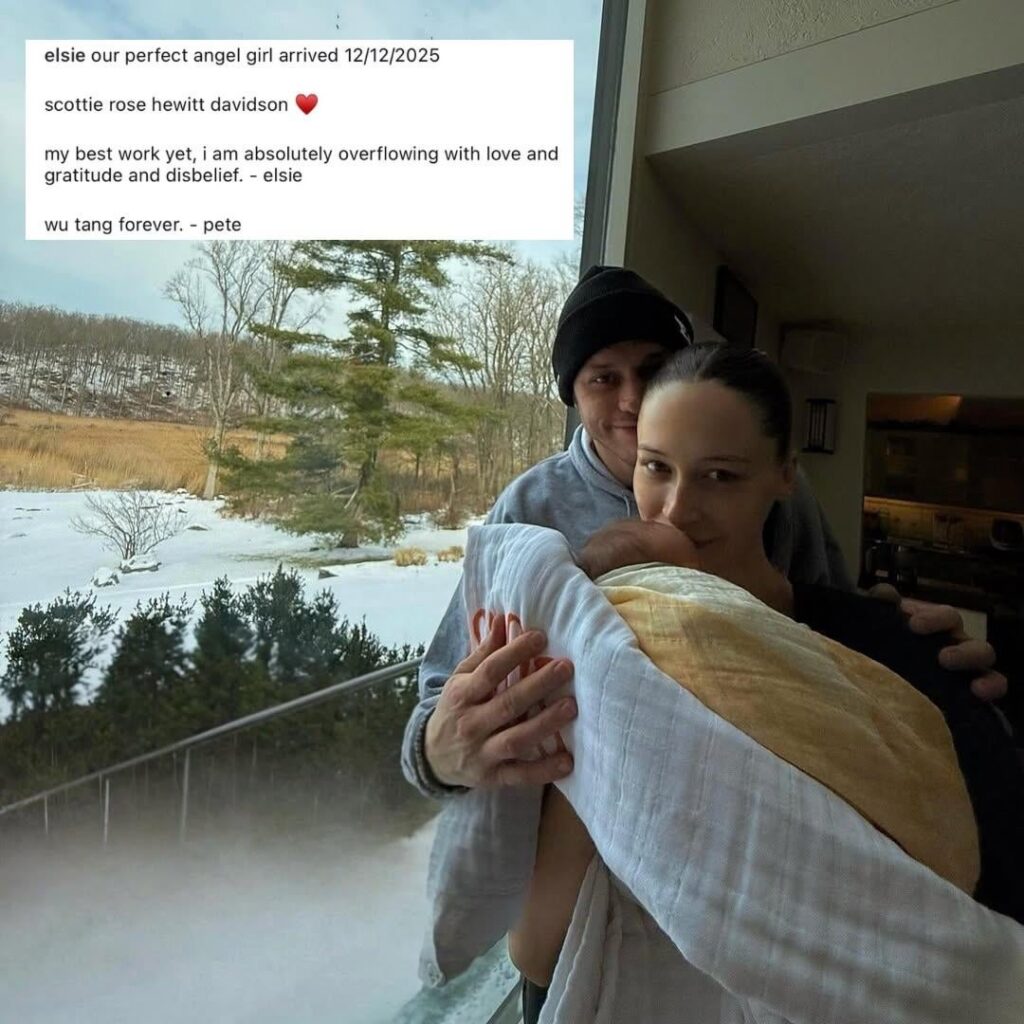 Pete Davidson & Elsie Hewitt have welcomed their first child, Scottie Rose Hewitt Davidson.