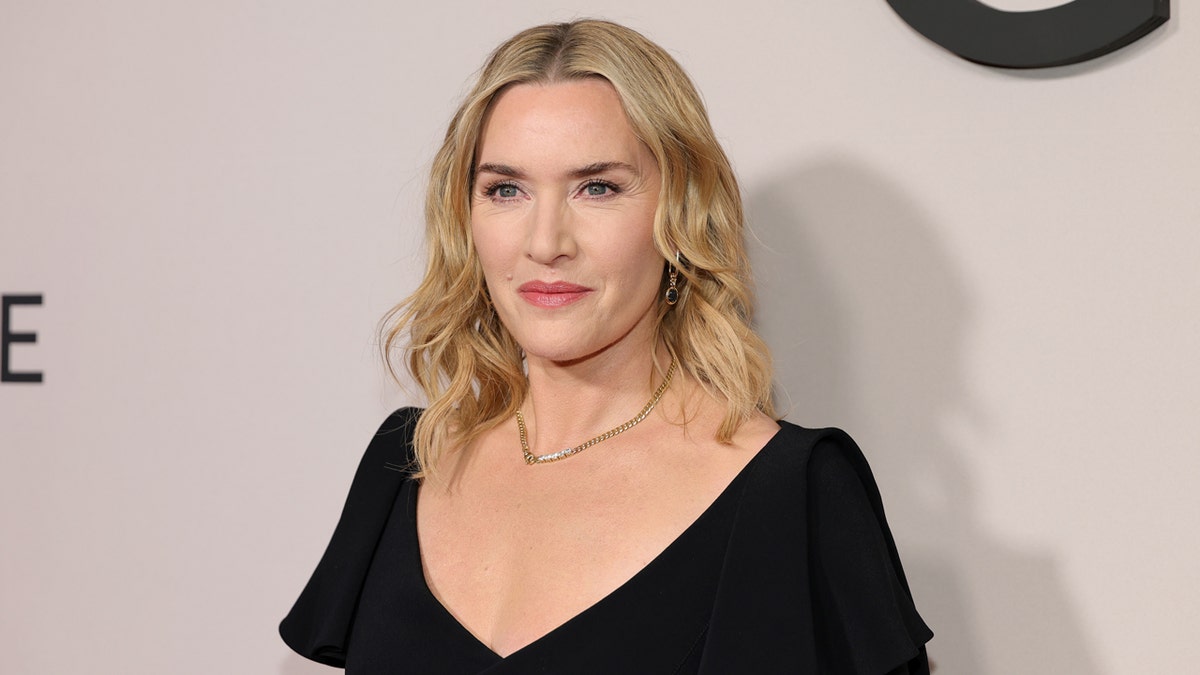 Kate Winslet wears black to a movie premiere