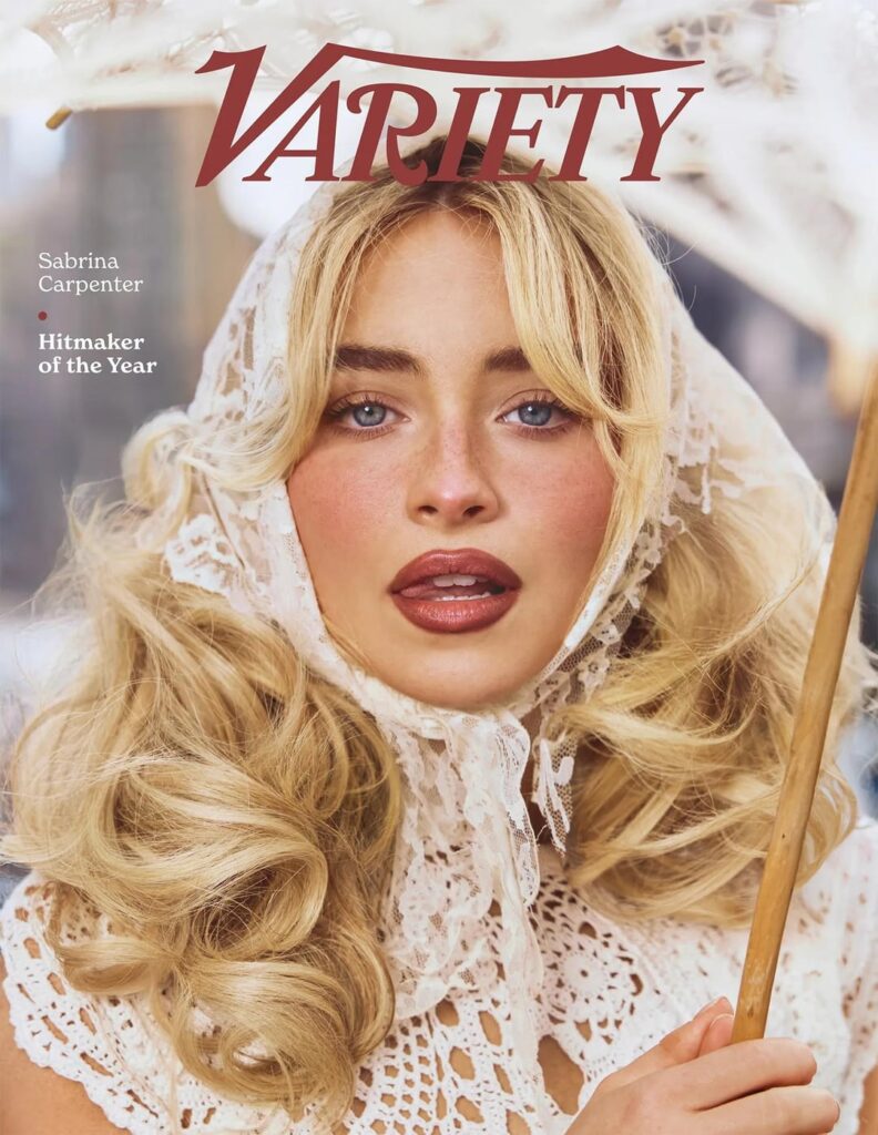 Sabrina Carpenter photographed by Greg Swales and styled by Jared Ellner for Variety's "Hitmaker of the Year 2025" issue.