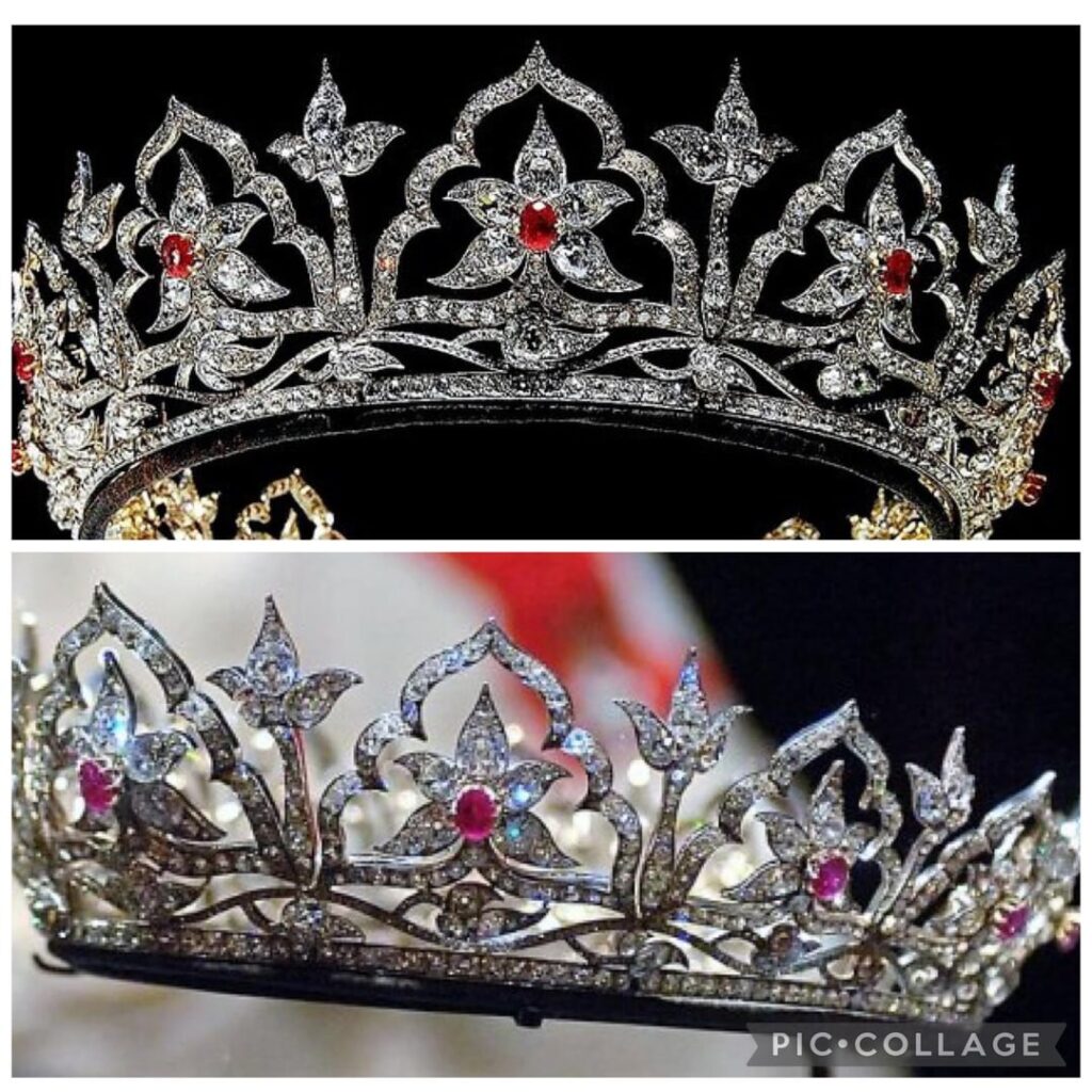History of Queen Victoria’s Oriental Circlet by Garrard. Made in 1853 with 2,600 diamonds and originally with opals, it hadn’t been before this week seen since 2005