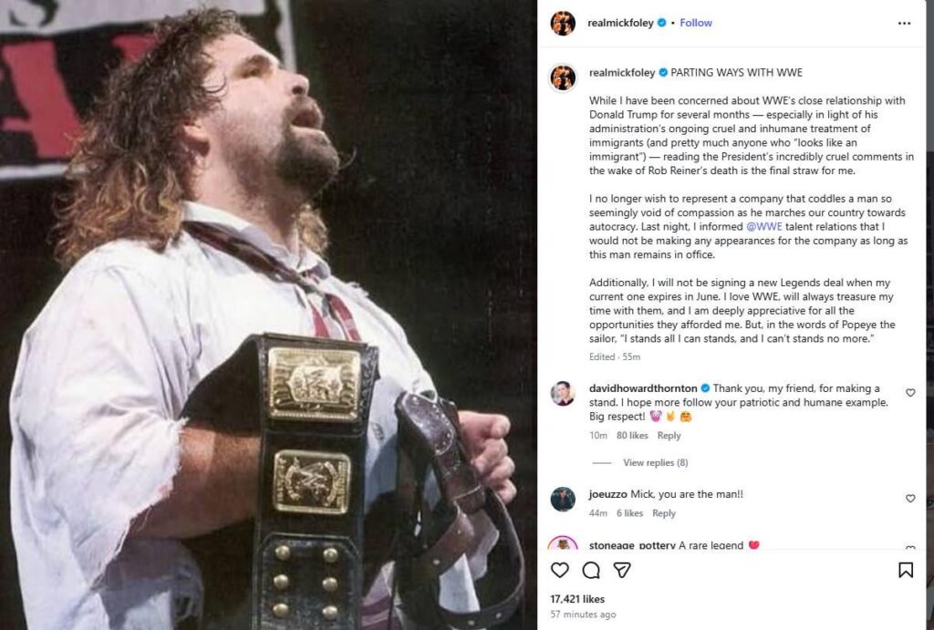 Even respected and long-tenured WWE wrestlers are taking a step back until Trump is out of office