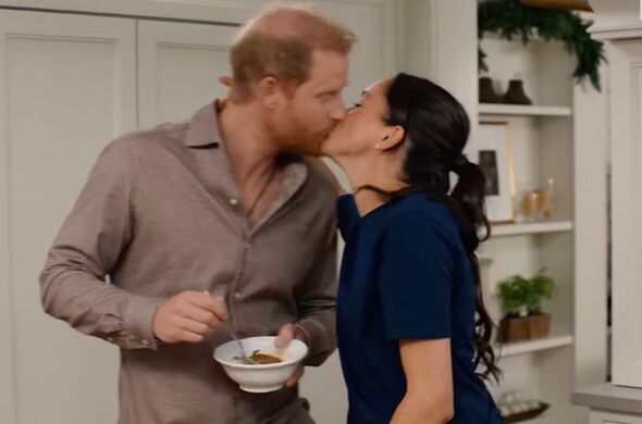 Meghan Markle and Prince Harry kiss twice during the episode