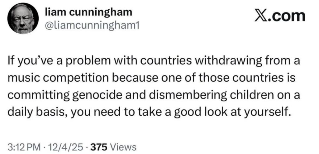 'Game of Thrones' Liam Cunningham reacts to people getting mad over Spain, Ireland, Slovenia and the Netherlands for withdrawing from the 2026 Eurovision Song Contest. The European Broadcasting Union refused to expel Israel from the competition despite them actively committing a genocide in Gaza.