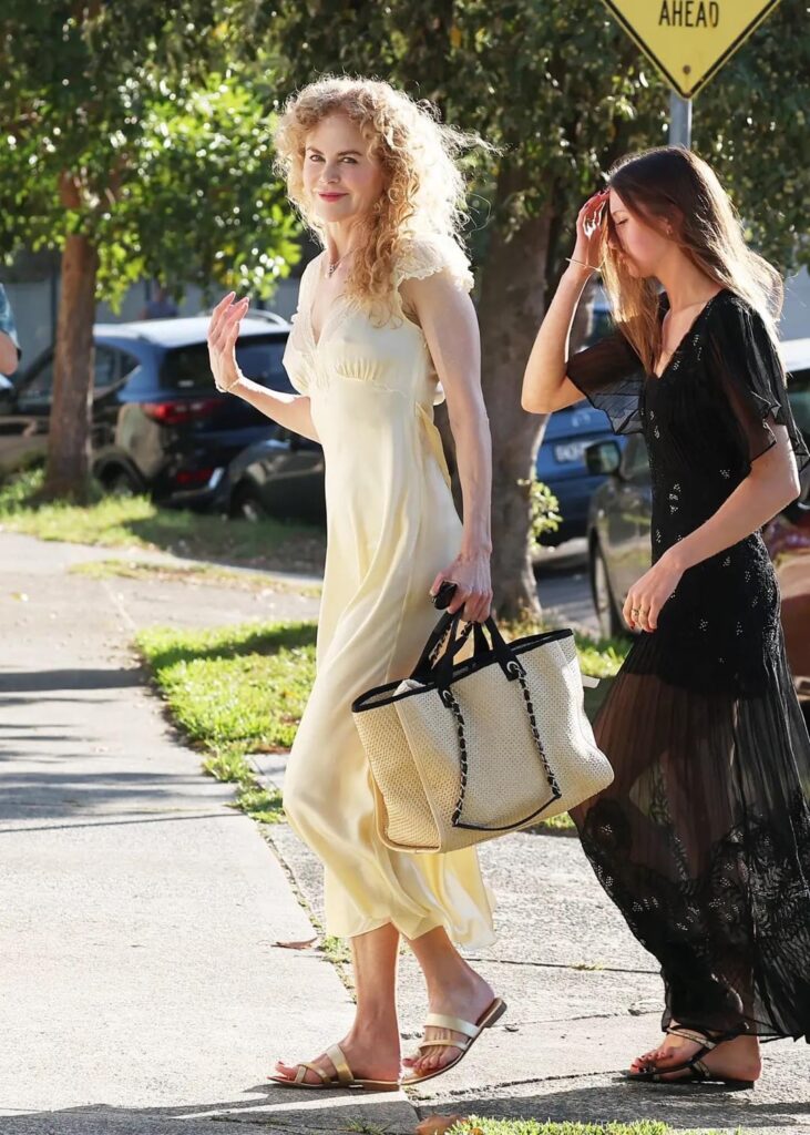 Nicole Kidman in Sydney, Australia attending a Christmas party with her daughters