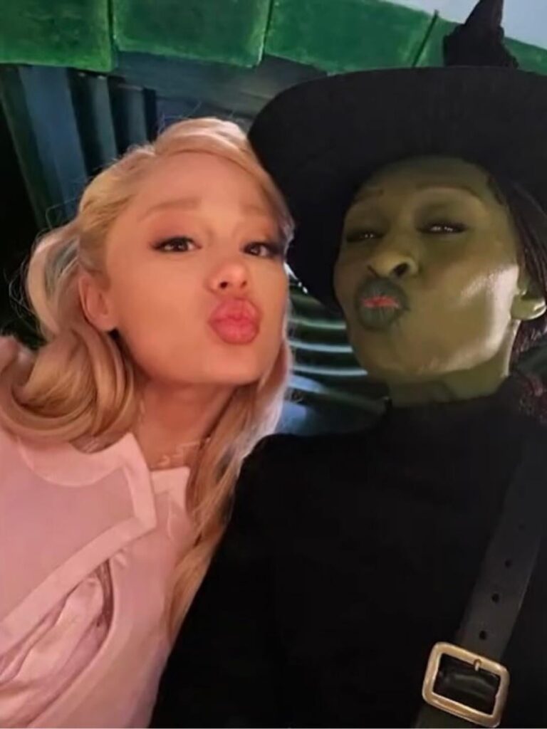 New behind the scenes photos of Ariana Grande and Cynthia Erivo on set of Wicked