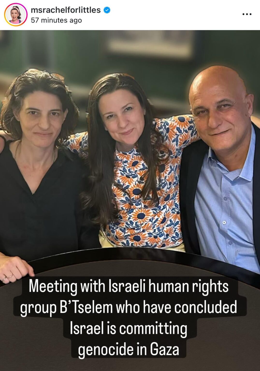 Children’s celebrity Ms. Rachel meets with Israeli human rights group B’Tselem that concluded there is a genocide in Gaza