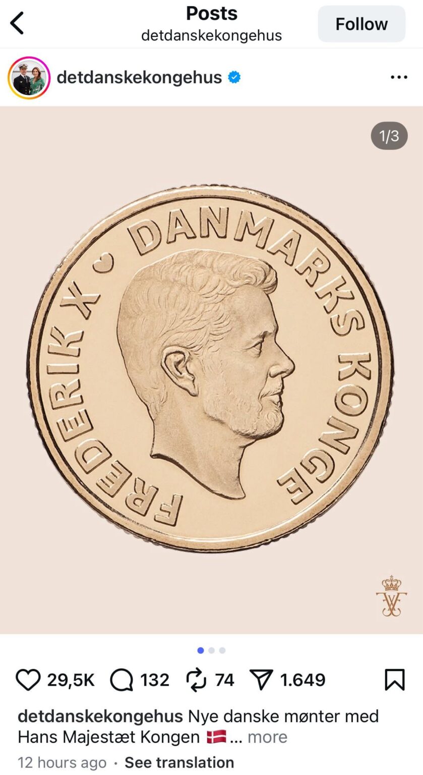 New Danish coins issued to celebrate Frederik’s ascension