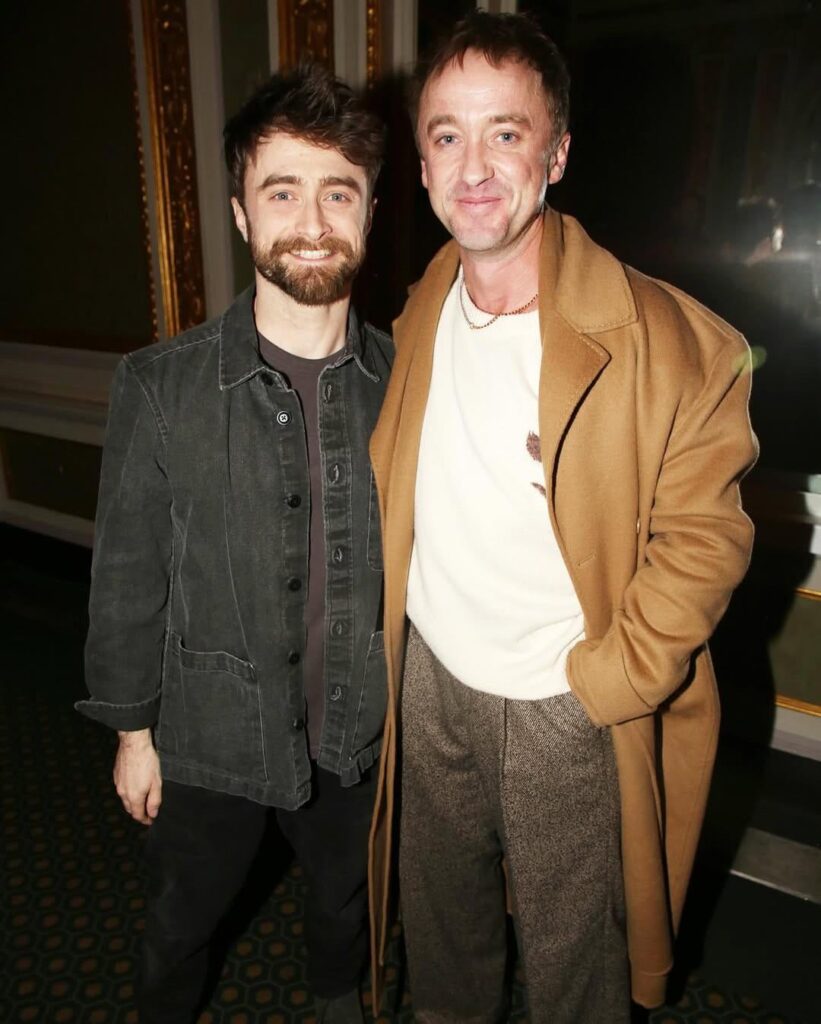 Daniel Radcliffe and Tom Felton at the premiere of ‘Merrily We Roll Along’ in New York