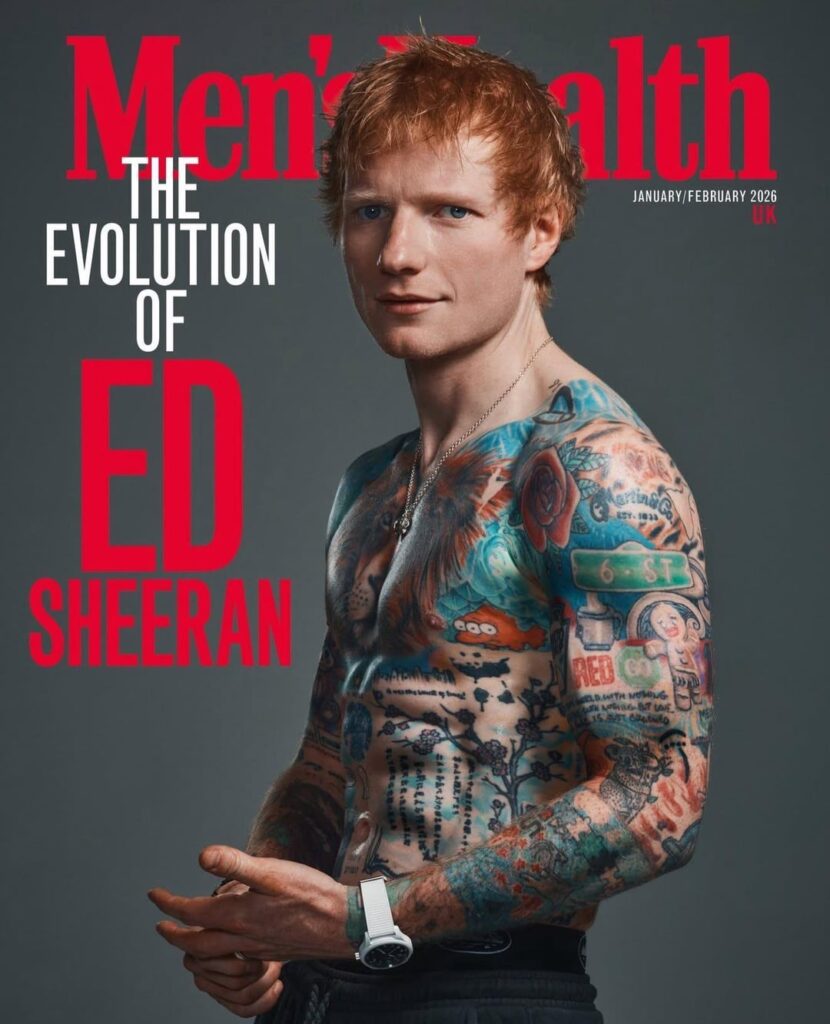 Ed Sheeran for the January/February 2026 issue of Men’s Health US/UK; Photography by Patrik Giardino/Hearst Owned