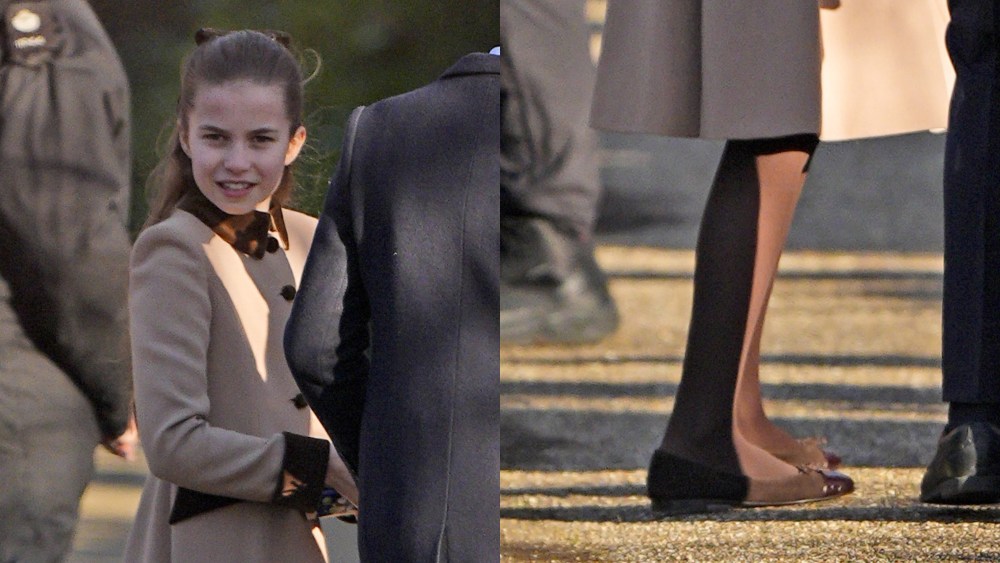 Princess Charlotte Slips Into Tory Burch Flats for Christmas Service princess charlotte, ballet flats, christmas church, royal family, coat