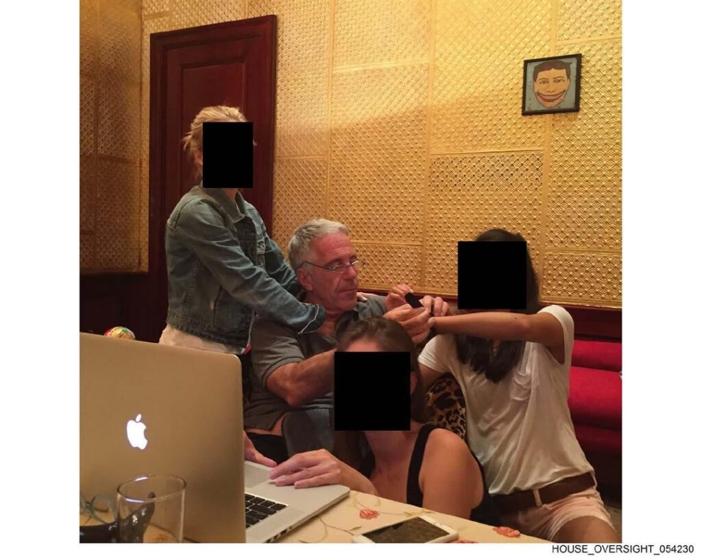 Democrats on the House Oversight Committee have released additional photos from Jeffrey Epstein’s estate, which show Bill Gates, Noam Chomsky, photos of a woman with writing on her & a screenshot of a conversation where a person is discussing sending girls.