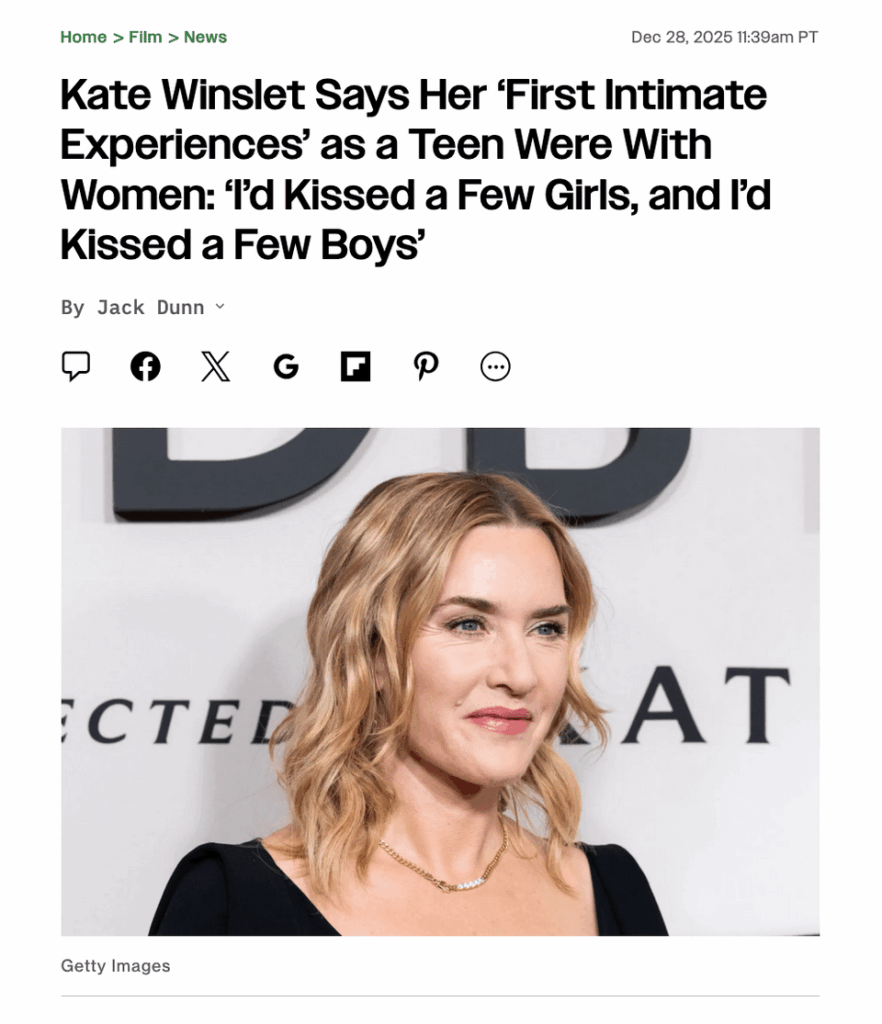 Kate Winslet says her “first intimate experiences” as a teenager were with women, which helped her understand her debut role in "Heavenly Creatures"